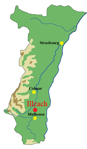 Carte de France avec localisation d'Illzach